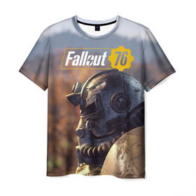 Мужская футболка 3D с принтом Fallout 76 в Белгороде, 100% полиэфир | прямой крой, круглый вырез горловины, длина до линии бедер | fallout | fallout 76 | future | rpg | valt tec | war | wasteland | будущее | война | костюм | постапокалипсис | рпг | фалаут | фолаут | фоллаут | фолыч | ядерная пустошь