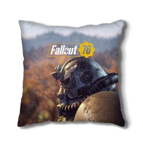 Подушка 3D с принтом Fallout 76 в Белгороде, наволочка – 100% полиэстер, наполнитель – холлофайбер (легкий наполнитель, не вызывает аллергию). | состоит из подушки и наволочки. Наволочка на молнии, легко снимается для стирки | fallout | fallout 76 | future | rpg | valt tec | war | wasteland | будущее | война | костюм | постапокалипсис | рпг | фалаут | фолаут | фоллаут | фолыч | ядерная пустошь