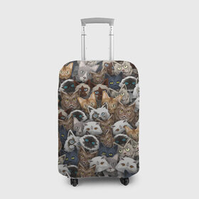 Чехол для чемодана 3D с принтом Коты разных пород в Белгороде, 86% полиэфир, 14% спандекс | двустороннее нанесение принта, прорези для ручек и колес | бенгальский | кот | котик | котики | кошка | мейн кун | паттерн | персидский | сиамский | сфинкс
