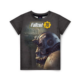 Детская футболка 3D с принтом Fallout 76 в Белгороде, 100% гипоаллергенный полиэфир | прямой крой, круглый вырез горловины, длина до линии бедер, чуть спущенное плечо, ткань немного тянется | fallout | fallout 76 | future | rpg | valt tec | war | wasteland | будущее | война | костюм | постапокалипсис | рпг | фалаут | фолаут | фоллаут | фолыч | ядерная пустошь