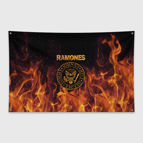 Флаг-баннер с принтом Ramones в Белгороде, 100% полиэстер | размер 67 х 109 см, плотность ткани — 95 г/м2; по краям флага есть четыре люверса для крепления | ramones | джонни | джоуи | ди ди томми | рамон | рамонес | рамоун | рамоунз | рамоунс | рок группа