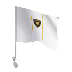 Флаг для автомобиля с принтом LAMBORGHINI BRAND SPORT в Белгороде, 100% полиэстер | Размер: 30*21 см | auto | lamborghini | sport | авто | автомобиль | автомобильные | бренд | ламборджини | лого | логотип | марка | спорт