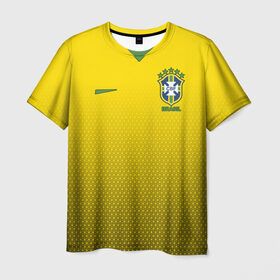 Мужская футболка 3D с принтом Форма Бразилии с текстурой в Белгороде, 100% полиэфир | прямой крой, круглый вырез горловины, длина до линии бедер | 