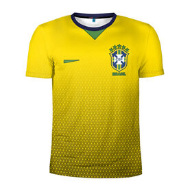 Мужская футболка 3D спортивная с принтом Форма Бразилии с текстурой в Белгороде, 100% полиэстер с улучшенными характеристиками | приталенный силуэт, круглая горловина, широкие плечи, сужается к линии бедра | 