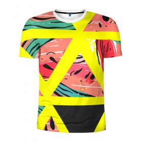 Мужская футболка 3D спортивная с принтом Summer collection в Белгороде, 100% полиэстер с улучшенными характеристиками | приталенный силуэт, круглая горловина, широкие плечи, сужается к линии бедра | 