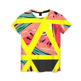 Женская футболка 3D с принтом Summer collection в Белгороде, 100% полиэфир ( синтетическое хлопкоподобное полотно) | прямой крой, круглый вырез горловины, длина до линии бедер | 