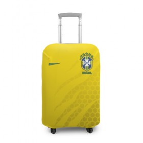 Чехол для чемодана 3D с принтом Бразилия форма с узором в Белгороде, 86% полиэфир, 14% спандекс | двустороннее нанесение принта, прорези для ручек и колес | brasil | brazilian | cup | fifa | footbal | national | soccer | time | world | бразилия | сборная бразилии | сетка | соты | футбол | футбольная форма