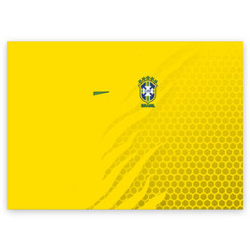 Поздравительная открытка с принтом Бразилия форма с узором в Белгороде, 100% бумага | плотность бумаги 280 г/м2, матовая, на обратной стороне линовка и место для марки
 | Тематика изображения на принте: brasil | brazilian | cup | fifa | footbal | national | soccer | time | world | бразилия | сборная бразилии | сетка | соты | футбол | футбольная форма