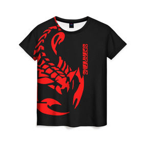 Женская футболка 3D с принтом Scorpions в Белгороде, 100% полиэфир ( синтетическое хлопкоподобное полотно) | прямой крой, круглый вырез горловины, длина до линии бедер | scorpions | группа | скорпионс | хард | хардрок