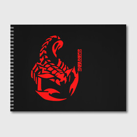 Альбом для рисования с принтом Scorpions в Белгороде, 100% бумага
 | матовая бумага, плотность 200 мг. | Тематика изображения на принте: scorpions | группа | скорпионс | хард | хардрок