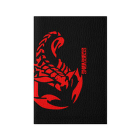 Обложка для паспорта матовая кожа с принтом Scorpions в Белгороде, натуральная матовая кожа | размер 19,3 х 13,7 см; прозрачные пластиковые крепления | Тематика изображения на принте: scorpions | группа | скорпионс | хард | хардрок