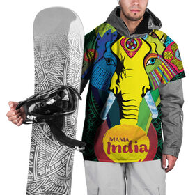 Накидка на куртку 3D с принтом Мама Индия в Белгороде, 100% полиэстер |  | ганеша | гималаи | индия | йога | кислота | практика | психоделика | слон | ярко