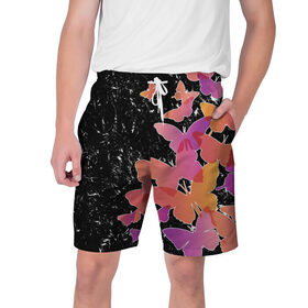 Мужские шорты 3D с принтом Бабочки — это цветы в Белгороде,  полиэстер 100% | прямой крой, два кармана без застежек по бокам. Мягкая трикотажная резинка на поясе, внутри которой широкие завязки. Длина чуть выше колен | разноцветные | яркие