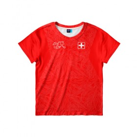 Детская футболка 3D с принтом Домашняя форма Швейцарии 2018 в Белгороде, 100% гипоаллергенный полиэфир | прямой крой, круглый вырез горловины, длина до линии бедер, чуть спущенное плечо, ткань немного тянется | 