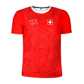 Мужская футболка 3D спортивная с принтом Домашняя форма Швейцарии 2018 в Белгороде, 100% полиэстер с улучшенными характеристиками | приталенный силуэт, круглая горловина, широкие плечи, сужается к линии бедра | 