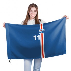 Флаг 3D с принтом KSI 11 A.FINNBOGASSON в Белгороде, 100% полиэстер | плотность ткани — 95 г/м2, размер — 67 х 109 см. Принт наносится с одной стороны | fc | football | football club | iceland | sport | исландия | сборная исландии | спорт | спортивные | униформа | фирменные цвета | фк | футбол | футбольный клуб