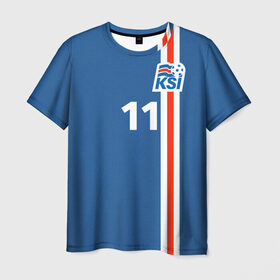 Мужская футболка 3D с принтом KSI 11 A.FINNBOGASSON в Белгороде, 100% полиэфир | прямой крой, круглый вырез горловины, длина до линии бедер | fc | football | football club | iceland | sport | исландия | сборная исландии | спорт | спортивные | униформа | фирменные цвета | фк | футбол | футбольный клуб