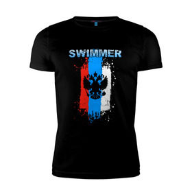 Мужская футболка премиум с принтом Swimmer в Белгороде, 92% хлопок, 8% лайкра | приталенный силуэт, круглый вырез ворота, длина до линии бедра, короткий рукав | пловец | пловчиха