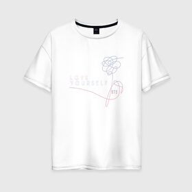 Женская футболка хлопок Oversize с принтом LU в Белгороде, 100% хлопок | свободный крой, круглый ворот, спущенный рукав, длина до линии бедер
 | bangtan boys | bts | бантаны | бтс