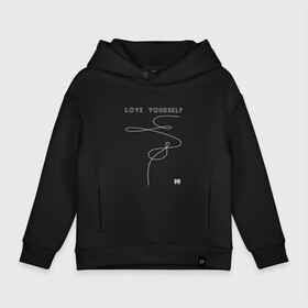 Детское худи Oversize хлопок с принтом LOVE YOURSELF_ в Белгороде, френч-терри — 70% хлопок, 30% полиэстер. Мягкий теплый начес внутри —100% хлопок | боковые карманы, эластичные манжеты и нижняя кромка, капюшон на магнитной кнопке | bangtan boys | bts | бантаны | бтс