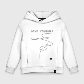 Детское худи Oversize хлопок с принтом  LOVE YOURSELF _ в Белгороде, френч-терри — 70% хлопок, 30% полиэстер. Мягкий теплый начес внутри —100% хлопок | боковые карманы, эластичные манжеты и нижняя кромка, капюшон на магнитной кнопке | bangtan boys | bts | бантаны | бтс