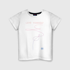 Детская футболка хлопок с принтом LOVE YOURSELF_3 в Белгороде, 100% хлопок | круглый вырез горловины, полуприлегающий силуэт, длина до линии бедер | bangtan boys | bts | бантаны | бтс