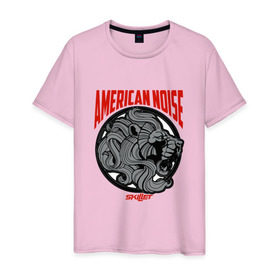 Мужская футболка хлопок с принтом Skillet - American noise в Белгороде, 100% хлопок | прямой крой, круглый вырез горловины, длина до линии бедер, слегка спущенное плечо. | 