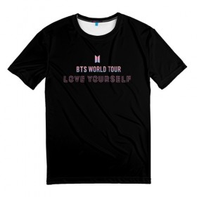 Мужская футболка 3D с принтом BTS WORLD TOUR_color в Белгороде, 100% полиэфир | прямой крой, круглый вырез горловины, длина до линии бедер | Тематика изображения на принте: bangtan boys | bts | бантаны | бтс