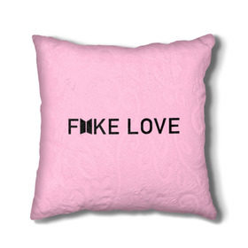 Подушка 3D с принтом FAKE LOVE_pink в Белгороде, наволочка – 100% полиэстер, наполнитель – холлофайбер (легкий наполнитель, не вызывает аллергию). | состоит из подушки и наволочки. Наволочка на молнии, легко снимается для стирки | bangtan boys | bts | бантаны | бтс