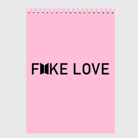 Скетчбук с принтом FAKE LOVE_pink в Белгороде, 100% бумага
 | 48 листов, плотность листов — 100 г/м2, плотность картонной обложки — 250 г/м2. Листы скреплены сверху удобной пружинной спиралью | bangtan boys | bts | бантаны | бтс