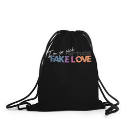 Рюкзак-мешок 3D с принтом FAKE LOVE в Белгороде, 100% полиэстер | плотность ткани — 200 г/м2, размер — 35 х 45 см; лямки — толстые шнурки, застежка на шнуровке, без карманов и подкладки | bangtan boys | bts | бантаны | бтс