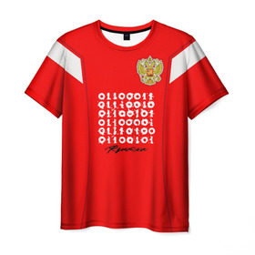 Мужская футболка 3D с принтом RUSSIA BY ПОКРАС ЛАМПАС в Белгороде, 100% полиэфир | прямой крой, круглый вырез горловины, длина до линии бедер | 