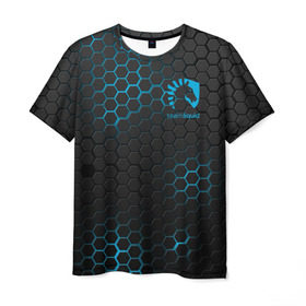Мужская футболка 3D с принтом TEAM LIQUID E-SPORT в Белгороде, 100% полиэфир | прямой крой, круглый вырез горловины, длина до линии бедер | 2019 | blue | cybersport | esport | liquid | logo | pro league | sci fi | team | team liquid | броня | киберспорт | логотип | ромб | текстура | тим ликвид | фирменные цвета