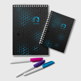 Блокнот с принтом TEAM LIQUID E-SPORT в Белгороде, 100% бумага | 48 листов, плотность листов — 60 г/м2, плотность картонной обложки — 250 г/м2. Листы скреплены удобной пружинной спиралью. Цвет линий — светло-серый
 | 2019 | blue | cybersport | esport | liquid | logo | pro league | sci fi | team | team liquid | броня | киберспорт | логотип | ромб | текстура | тим ликвид | фирменные цвета