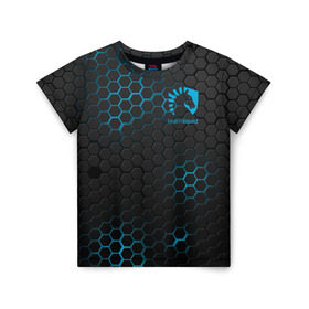 Детская футболка 3D с принтом TEAM LIQUID E-SPORT в Белгороде, 100% гипоаллергенный полиэфир | прямой крой, круглый вырез горловины, длина до линии бедер, чуть спущенное плечо, ткань немного тянется | 2019 | blue | cybersport | esport | liquid | logo | pro league | sci fi | team | team liquid | броня | киберспорт | логотип | ромб | текстура | тим ликвид | фирменные цвета