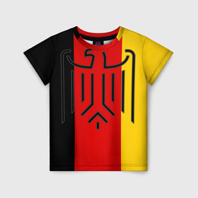 Детская футболка 3D с принтом German eagle в Белгороде, 100% гипоаллергенный полиэфир | прямой крой, круглый вырез горловины, длина до линии бедер, чуть спущенное плечо, ткань немного тянется | Тематика изображения на принте: герб | германский | немецкий | орел | флаг