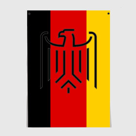 Постер с принтом German eagle в Белгороде, 100% бумага
 | бумага, плотность 150 мг. Матовая, но за счет высокого коэффициента гладкости имеет небольшой блеск и дает на свету блики, но в отличии от глянцевой бумаги не покрыта лаком | Тематика изображения на принте: герб | германский | немецкий | орел | флаг