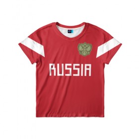 Детская футболка 3D с принтом Сборная России 2018 в Белгороде, 100% гипоаллергенный полиэфир | прямой крой, круглый вырез горловины, длина до линии бедер, чуть спущенное плечо, ткань немного тянется | 
