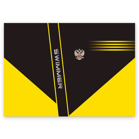 Поздравительная открытка с принтом Swimmer в Белгороде, 100% бумага | плотность бумаги 280 г/м2, матовая, на обратной стороне линовка и место для марки
 | Тематика изображения на принте: герб | орел | пловец | пловчиха