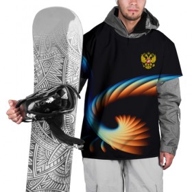 Накидка на куртку 3D с принтом russia sport в Белгороде, 100% полиэстер |  | abstraction | grunge | russia | sport | абстракция | герб | краска | русский | символика рф | спорт | спортивный | триколор | униформа | форма | я русский