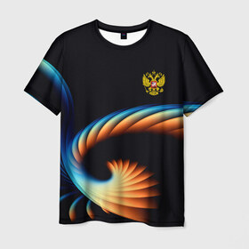 Мужская футболка 3D с принтом russia sport в Белгороде, 100% полиэфир | прямой крой, круглый вырез горловины, длина до линии бедер | abstraction | grunge | russia | sport | абстракция | герб | краска | русский | символика рф | спорт | спортивный | триколор | униформа | форма | я русский