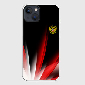 Чехол для iPhone 13 с принтом Russia sport collection в Белгороде,  |  | Тематика изображения на принте: abstraction | grunge | russia | sport | абстракция | герб | краска | русский | символика рф | спорт | спортивный | триколор | униформа | форма | я русский