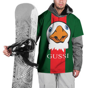 Накидка на куртку 3D с принтом GUSSI в Белгороде, 100% полиэстер |  | gucci | gussi ga ga ga | gussi gang | бренд | гусь | птица