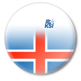 Значок с принтом KSI ICELAND SPORT в Белгороде,  металл | круглая форма, металлическая застежка в виде булавки | 2019 | fc | football | football club | iceland | ksi | sport | исландия | кси | сборная исландии | спорт | спортивные | униформа | фирменные цвета | фк | футбол | футбольный клуб