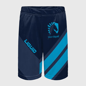 Детские спортивные шорты 3D с принтом TEAM LIQUID E-SPORT в Белгороде,  100% полиэстер
 | пояс оформлен широкой мягкой резинкой, ткань тянется
 | 2019 | blue | cybersport | esport | liquid | logo | pro league | team | team liquid | киберспорт | логотип | тим ликвид | фирменные цвета