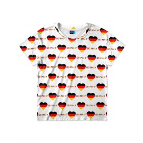 Детская футболка 3D с принтом Love Germany в Белгороде, 100% гипоаллергенный полиэфир | прямой крой, круглый вырез горловины, длина до линии бедер, чуть спущенное плечо, ткань немного тянется | germany | германия