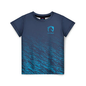 Детская футболка 3D с принтом TEAM LIQUID E-SPORT в Белгороде, 100% гипоаллергенный полиэфир | прямой крой, круглый вырез горловины, длина до линии бедер, чуть спущенное плечо, ткань немного тянется | Тематика изображения на принте: 2019 | blue | cybersport | esport | liquid | logo | pro league | team | team liquid | киберспорт | логотип | тим ликвид | фирменные цвета