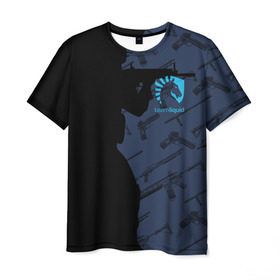 Мужская футболка 3D с принтом TEAM LIQUID E-SPORT CS GO в Белгороде, 100% полиэфир | прямой крой, круглый вырез горловины, длина до линии бедер | Тематика изображения на принте: 2019 | blue | cs go | cybersport | esport | liquid | logo | pro league | team | team liquid | киберспорт | логотип | тим ликвид | фирменные цвета