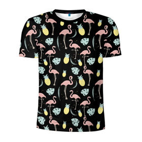 Мужская футболка 3D спортивная с принтом Розовый фламинго в Белгороде, 100% полиэстер с улучшенными характеристиками | приталенный силуэт, круглая горловина, широкие плечи, сужается к линии бедра | африка | крылья | мода | прикольные | природа | птица | розовый | фламинго | цвет | яркие