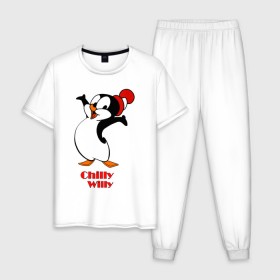 Мужская пижама хлопок с принтом Chilly Willy в Белгороде, 100% хлопок | брюки и футболка прямого кроя, без карманов, на брюках мягкая резинка на поясе и по низу штанин
 | 